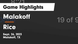 Malakoff  vs Rice Game Highlights - Sept. 26, 2023