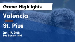 Valencia  vs St. Pius  Game Highlights - Jan. 19, 2018