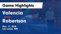 Valencia  vs Robertson  Game Highlights - Dec. 11, 2018
