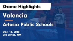 Valencia  vs Artesia Public Schools Game Highlights - Dec. 14, 2018