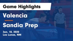 Valencia  vs Sandia Prep  Game Highlights - Jan. 18, 2020