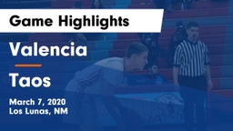 Valencia  vs Taos  Game Highlights - March 7, 2020