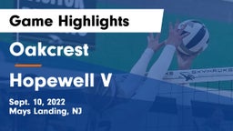 Oakcrest  vs Hopewell V Game Highlights - Sept. 10, 2022