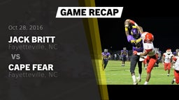 Recap: Jack Britt  vs. Cape Fear  2016