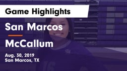 San Marcos  vs McCallum  Game Highlights - Aug. 30, 2019