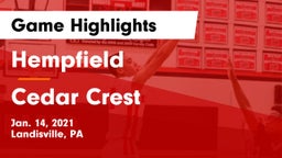 Hempfield  vs Cedar Crest  Game Highlights - Jan. 14, 2021