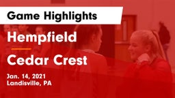 Hempfield  vs Cedar Crest  Game Highlights - Jan. 14, 2021