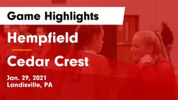 Hempfield  vs Cedar Crest  Game Highlights - Jan. 29, 2021
