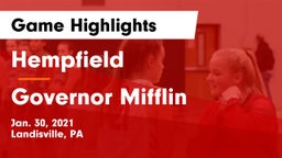 Hempfield  vs Governor Mifflin  Game Highlights - Jan. 30, 2021