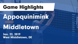 Appoquinimink  vs Middletown  Game Highlights - Jan. 22, 2019
