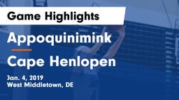 Appoquinimink  vs Cape Henlopen  Game Highlights - Jan. 4, 2019