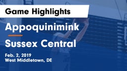 Appoquinimink  vs Sussex Central  Game Highlights - Feb. 2, 2019