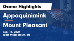 Appoquinimink  vs Mount Pleasant  Game Highlights - Feb. 11, 2020