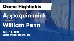 Appoquinimink  vs William Penn  Game Highlights - Jan. 14, 2021