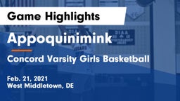 Appoquinimink  vs Concord  Varsity Girls Basketball Game Highlights - Feb. 21, 2021