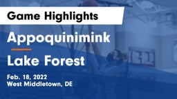 Appoquinimink  vs Lake Forest  Game Highlights - Feb. 18, 2022