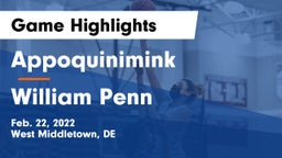 Appoquinimink  vs William Penn  Game Highlights - Feb. 22, 2022