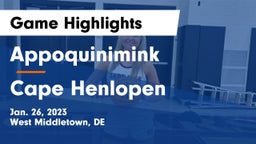 Appoquinimink  vs Cape Henlopen  Game Highlights - Jan. 26, 2023