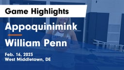 Appoquinimink  vs William Penn  Game Highlights - Feb. 16, 2023
