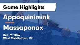 Appoquinimink  vs Massaponax  Game Highlights - Dec. 9, 2023