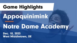 Appoquinimink  vs Notre Dame Academy  Game Highlights - Dec. 10, 2023