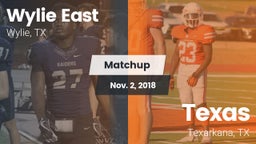 Matchup: Wylie East High vs. Texas  2018