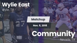 Matchup: Wylie East High vs. Community  2018