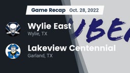 Recap: Wylie East  vs. Lakeview Centennial  2022