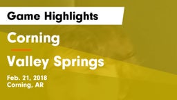 Corning  vs Valley Springs Game Highlights - Feb. 21, 2018