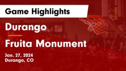 Durango  vs Fruita Monument  Game Highlights - Jan. 27, 2024