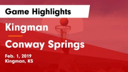 Kingman  vs Conway Springs  Game Highlights - Feb. 1, 2019