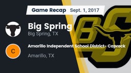Recap: Big Spring  vs. Amarillo Independent School District- Caprock  2017