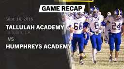 Recap: Tallulah Academy  vs. Humphreys Academy 2016