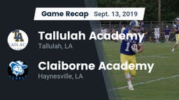 Recap: Tallulah Academy  vs. Claiborne Academy  2019