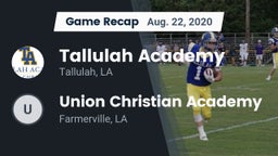 Recap: Tallulah Academy  vs. Union Christian Academy 2020