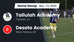 Recap: Tallulah Academy  vs. Desoto Academy  2020