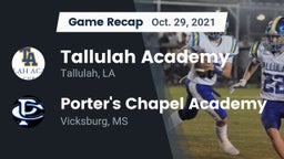 Recap: Tallulah Academy  vs. Porter's Chapel Academy  2021