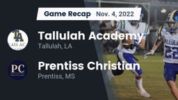 Recap: Tallulah Academy  vs. Prentiss Christian  2022