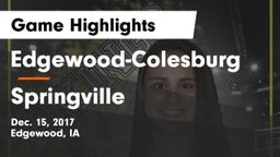 Edgewood-Colesburg  vs Springville  Game Highlights - Dec. 15, 2017