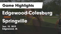 Edgewood-Colesburg  vs Springville  Game Highlights - Jan. 15, 2019