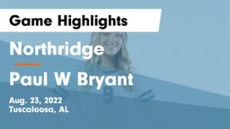 Northridge  vs Paul W Bryant  Game Highlights - Aug. 23, 2022