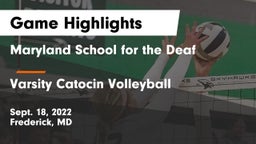 Maryland School for the Deaf  vs Varsity Catocin Volleyball Game Highlights - Sept. 18, 2022