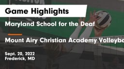 Maryland School for the Deaf  vs Mount Airy Christian Academy Volleyball Game Highlights - Sept. 20, 2022