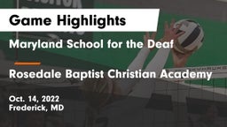 Maryland School for the Deaf  vs Rosedale Baptist Christian Academy Game Highlights - Oct. 14, 2022