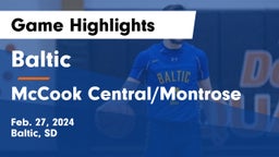 Baltic  vs McCook Central/Montrose  Game Highlights - Feb. 27, 2024