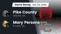 Recap: Pike County  vs. Mary Persons  2020
