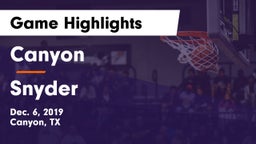 Canyon  vs Snyder  Game Highlights - Dec. 6, 2019