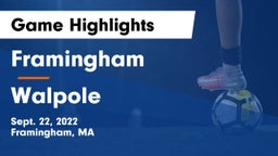 Framingham  vs Walpole  Game Highlights - Sept. 22, 2022