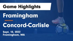 Framingham  vs Concord-Carlisle  Game Highlights - Sept. 10, 2022