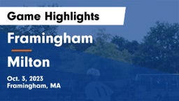 Framingham  vs Milton  Game Highlights - Oct. 3, 2023